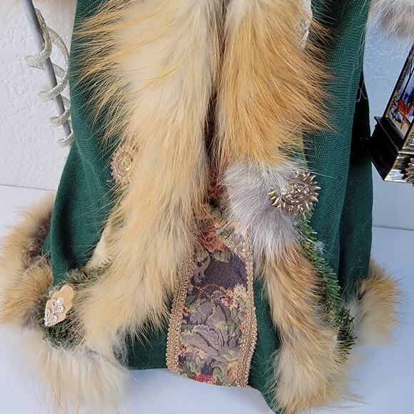 Old World Christmas Santa 24" Tree Table Topper Real Fur Lantern Works Vintage - Picture 3 of 16
